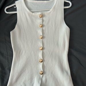 NWOT White Tank Top with Gold Accents